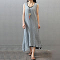 casual summer women wrinkled gray sleeveless dress