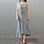 casual summer women wrinkled gray sleeveless dress