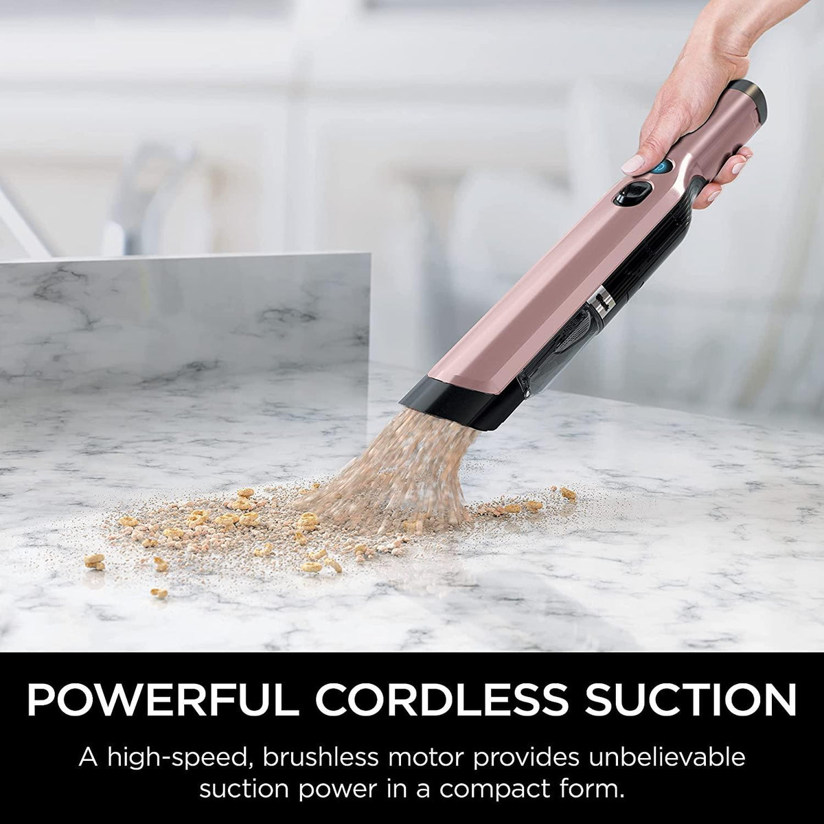 Shark WANDVAC Cordless Hand Vac Lightweight and Portable at 1.4 lbs. with Powerful Suction, Charging Dock, One-Touch Empty for Car &amp; Home, Rose Gold
