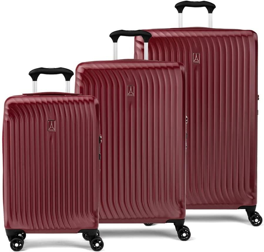 Maxlite Air Hardside Expandable Luggage, 8 Spinner Wheels, Lightweight Hard Shell Polycarbonate, Cabernet, 3-Piece Set (21/25/29)