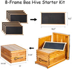 8-frame bee hives and supplies starter kit,beehive kit dipped in 100% beeswax,bee keeping supplies-all beginners kit includes beekeeping supplies tool set and bee suit.