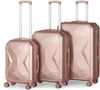 3 Piece Luggage Sets with Spinner Wheels and Side Handles (20/24/28), Lightweight Suitcase with TSA Approved, ROSEGOLDED