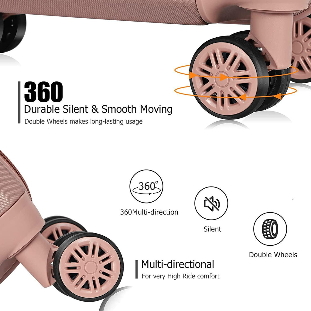 3 Piece Luggage Sets with Spinner Wheels and Side Handles (20/24/28), Lightweight Suitcase with TSA Approved, ROSEGOLDED