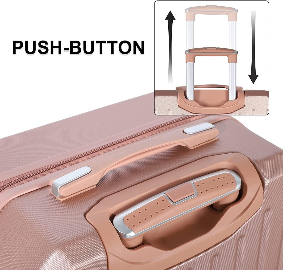 3 Piece Luggage Sets with Spinner Wheels and Side Handles (20/24/28), Lightweight Suitcase with TSA Approved, ROSEGOLDED