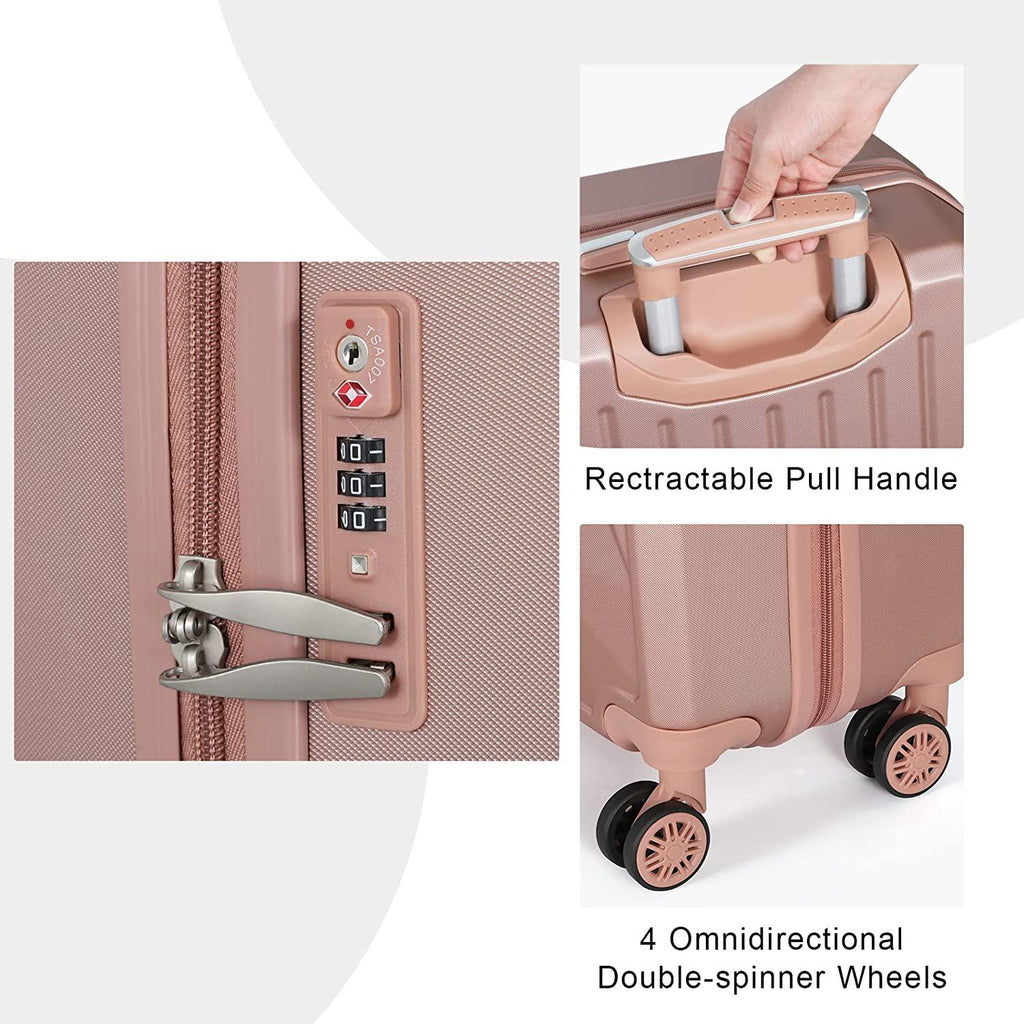 3 Piece Luggage Sets with Spinner Wheels and Side Handles (20/24/28), Lightweight Suitcase with TSA Approved, ROSEGOLDED