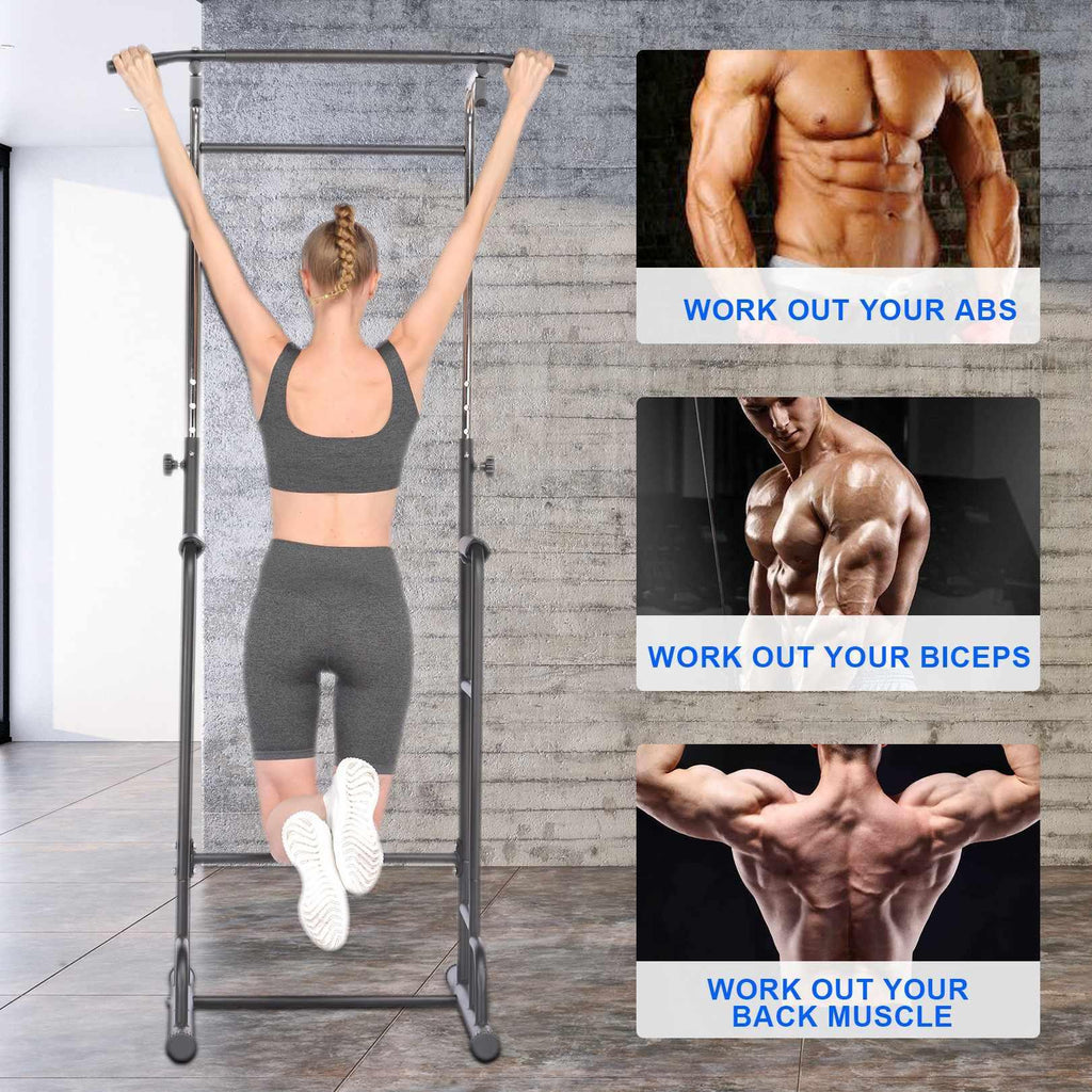 Power Tower 330Lbs Heavy Duty Workout Fitness Equipment Dip Station Stand with Pull Up Bar for Home Gym Strength Training Power Rack