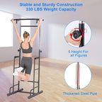 Power Tower 330Lbs Heavy Duty Workout Fitness Equipment Dip Station Stand with Pull Up Bar for Home Gym Strength Training Power Rack
