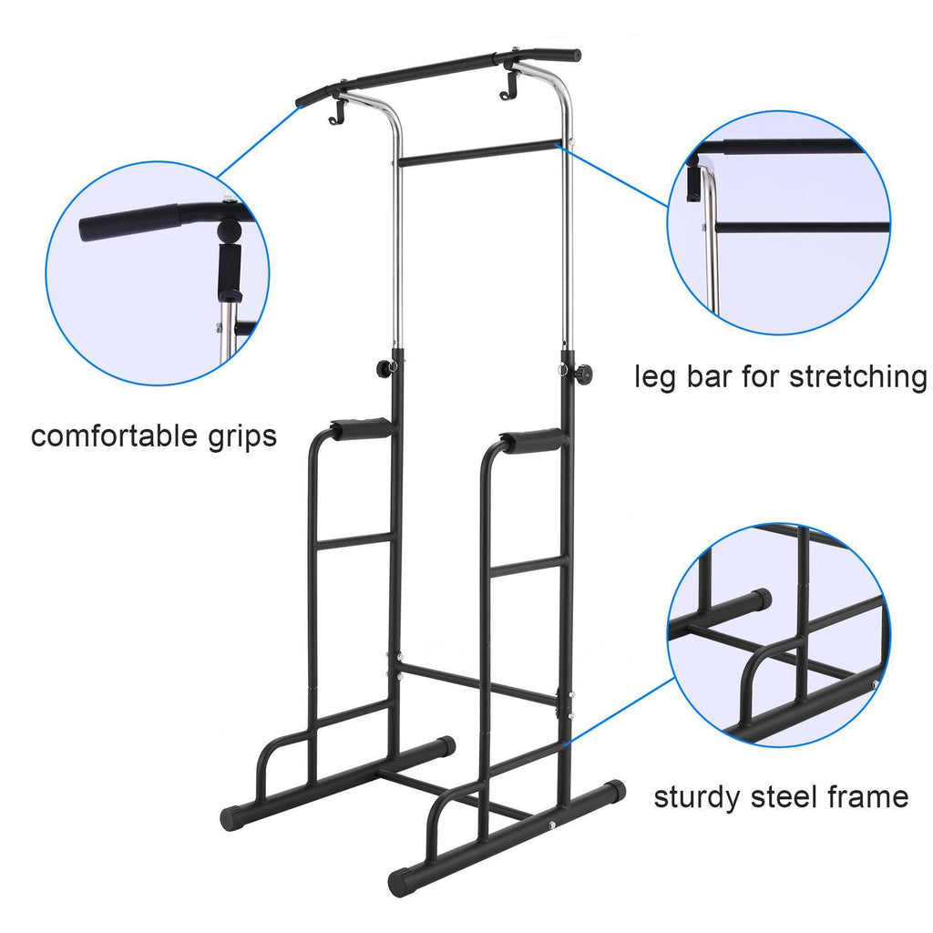 Power Tower 330Lbs Heavy Duty Workout Fitness Equipment Dip Station Stand with Pull Up Bar for Home Gym Strength Training Power Rack