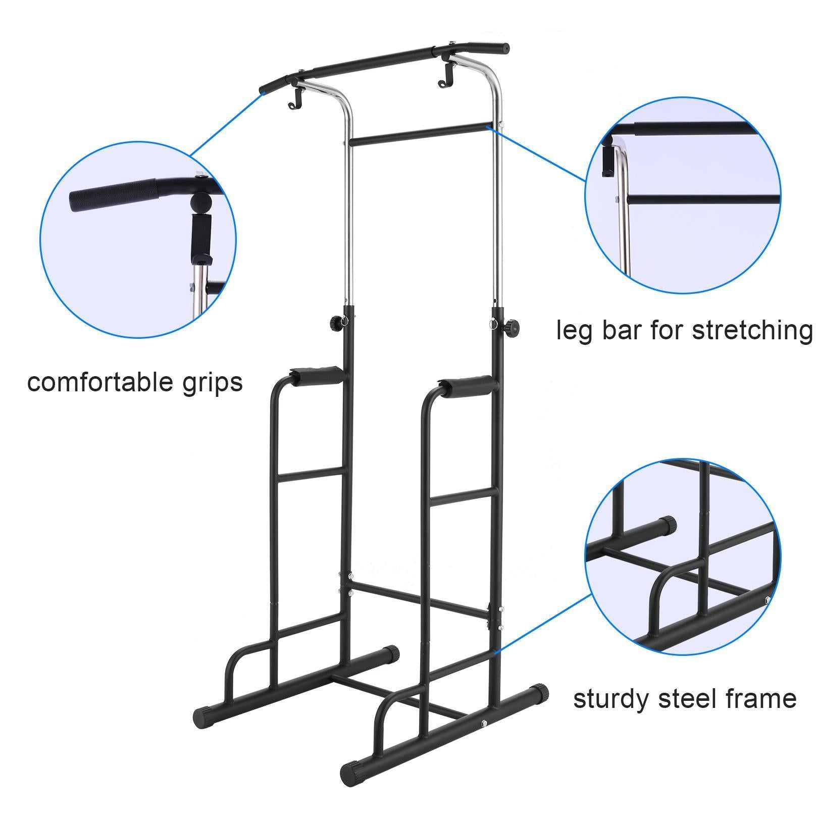 Power Tower 330Lbs Heavy Duty Workout Fitness Equipment Dip Station Stand with Pull Up Bar for Home Gym Strength Training Power Rack