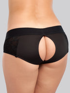 Lovehoney Unisex Crotchless Open-Back Lace Harness Briefs, Black