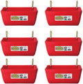 little giant ff11red 4.5 quart heavy duty plastic feed trough bucket fence feeder with clips for livestock &amp; pets, red (6 pack)