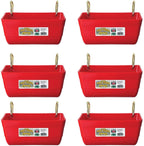 little giant ff11red 4.5 quart heavy duty plastic feed trough bucket fence feeder with clips for livestock &amp; pets, red (6 pack)