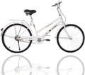 Bikes for Women 24 Inch Beach Cruiser Bicycle,Commute Body Ease Women's Committed Rider, Damping Comfort Bike, Hybrid Bike White Seaside Travel Bicycle (Women Bike, Lady Bike)