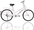 Bikes for Women 24 Inch Beach Cruiser Bicycle,Commute Body Ease Women's Committed Rider, Damping Comfort Bike, Hybrid Bike White Seaside Travel Bicycle (Women Bike, Lady Bike)