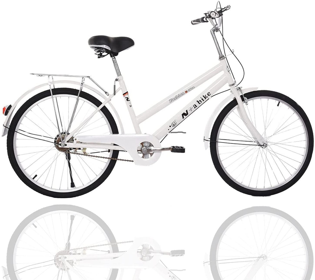 Bikes for Women 24 Inch Beach Cruiser Bicycle,Commute Body Ease Women's Committed Rider, Damping Comfort Bike, Hybrid Bike White Seaside Travel Bicycle (Women Bike, Lady Bike)