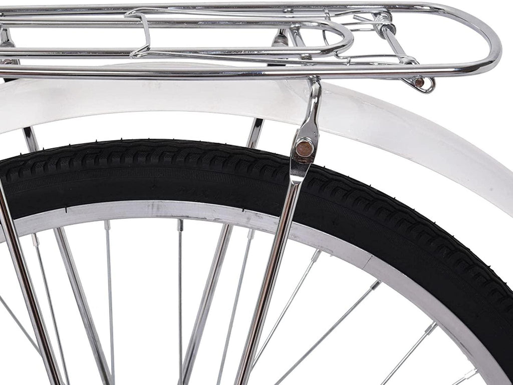 Bikes for Women 24 Inch Beach Cruiser Bicycle,Commute Body Ease Women's Committed Rider, Damping Comfort Bike, Hybrid Bike White Seaside Travel Bicycle (Women Bike, Lady Bike)
