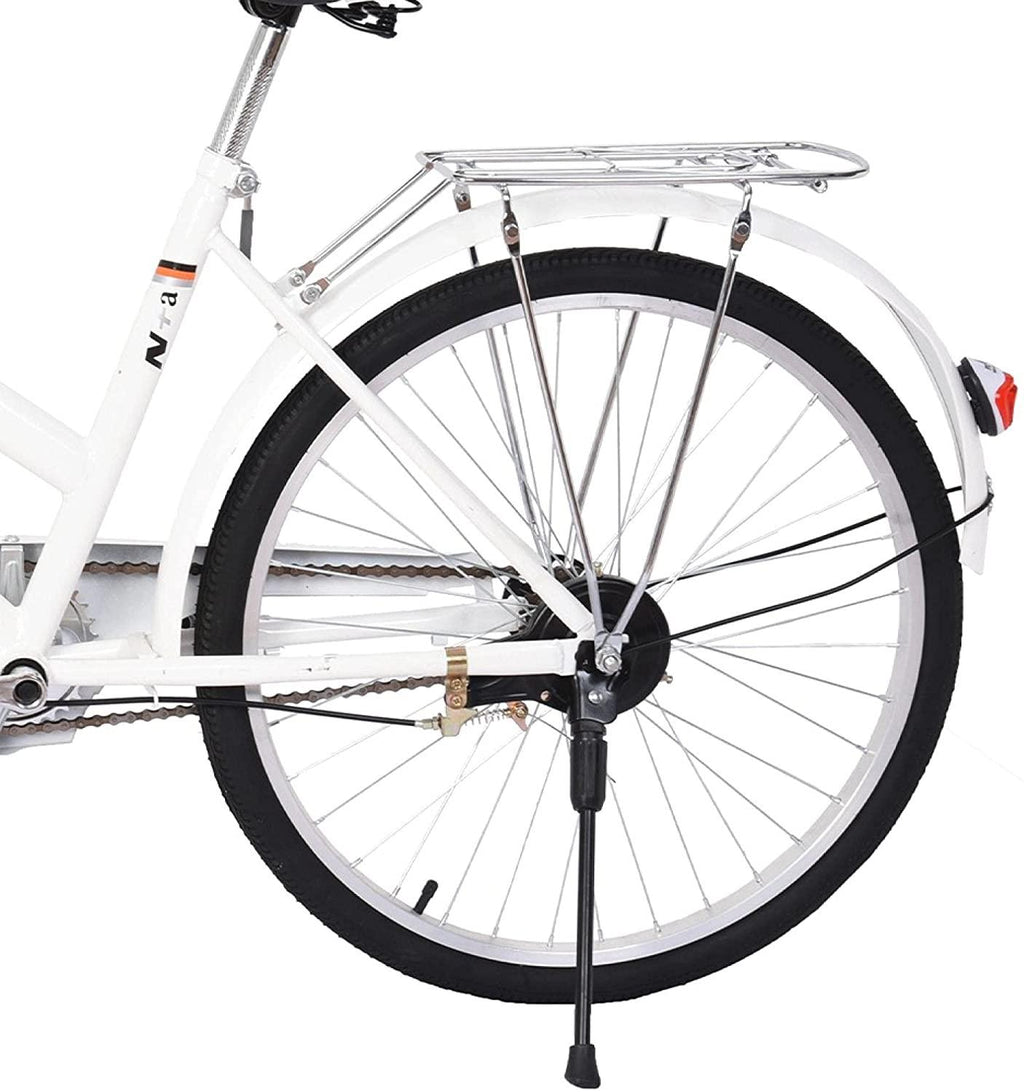 Bikes for Women 24 Inch Beach Cruiser Bicycle,Commute Body Ease Women's Committed Rider, Damping Comfort Bike, Hybrid Bike White Seaside Travel Bicycle (Women Bike, Lady Bike)