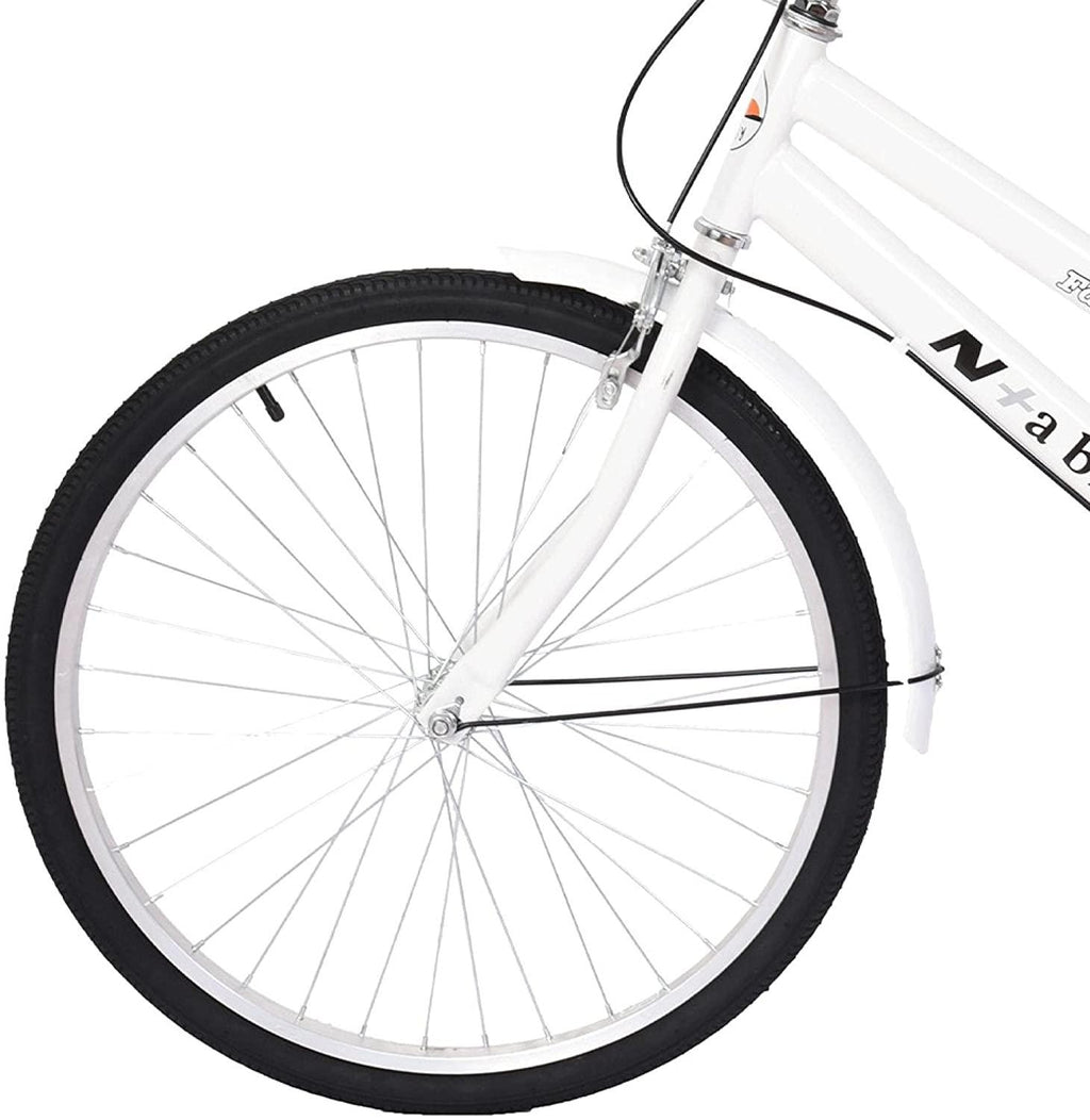 Bikes for Women 24 Inch Beach Cruiser Bicycle,Commute Body Ease Women's Committed Rider, Damping Comfort Bike, Hybrid Bike White Seaside Travel Bicycle (Women Bike, Lady Bike)