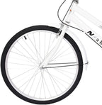 Bikes for Women 24 Inch Beach Cruiser Bicycle,Commute Body Ease Women's Committed Rider, Damping Comfort Bike, Hybrid Bike White Seaside Travel Bicycle (Women Bike, Lady Bike)