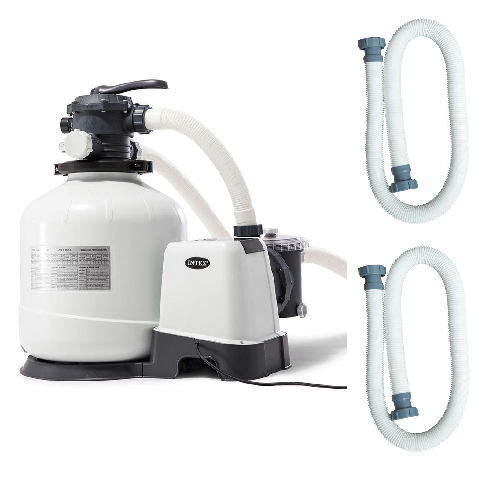 intex 3000 gph above ground pool sand filter pump w/ 1.5 inch pump hose (2 pack)