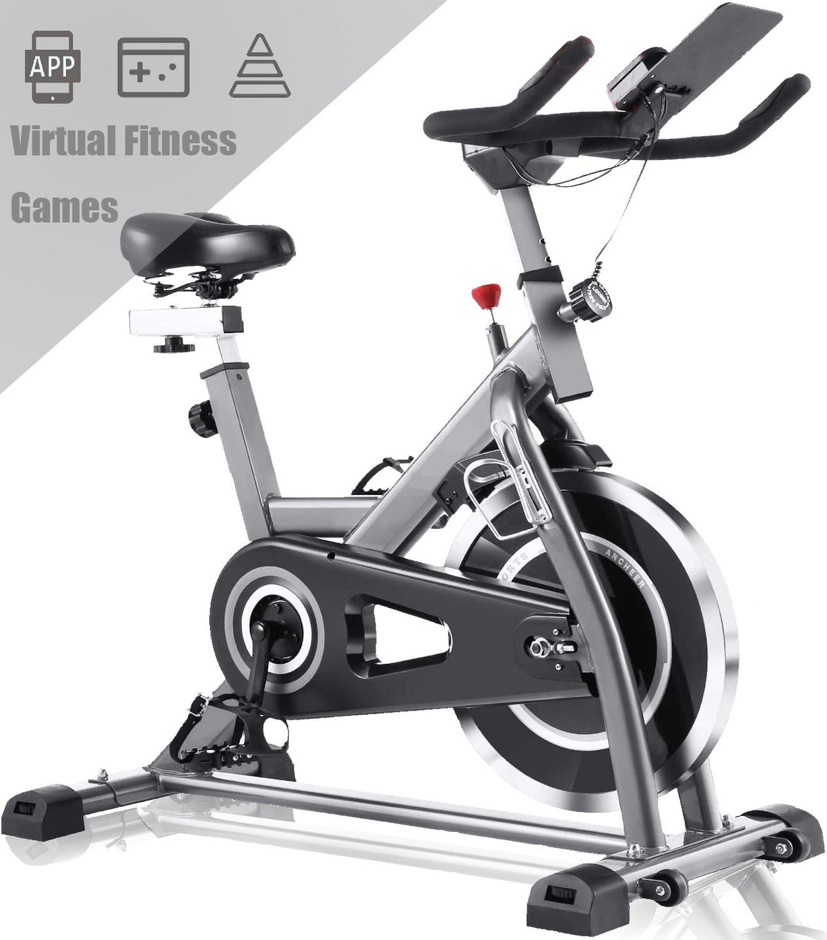 V.I.P. Exercise Bike,Indoor Cycling Bike with Virtual Riding APP,Folding Upright Exercise Bike,Stationary Training Bike with LCD Display, Heart Rate Monitor for Home Gym Fitness Cardio Workout,380 lbs