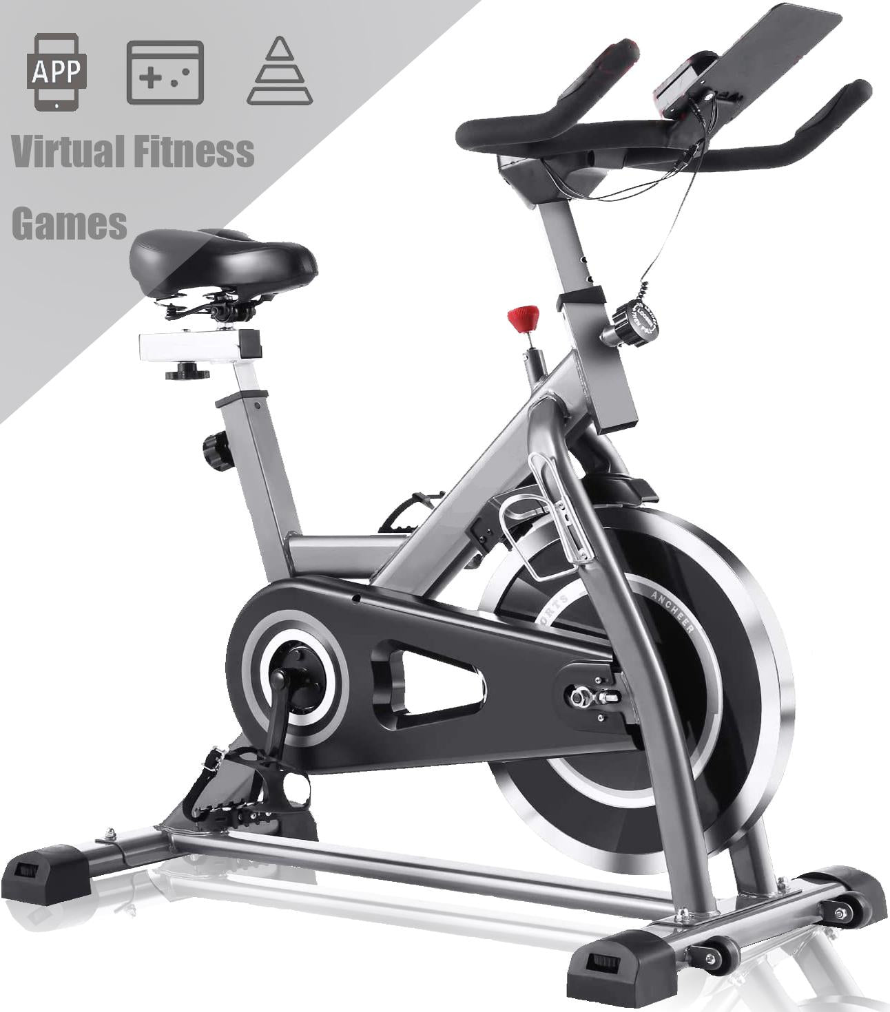 V.I.P. Exercise Bike,Indoor Cycling Bike with Virtual Riding APP,Folding Upright Exercise Bike,Stationary Training Bike with LCD Display, Heart Rate Monitor for Home Gym Fitness Cardio Workout,380 lbs