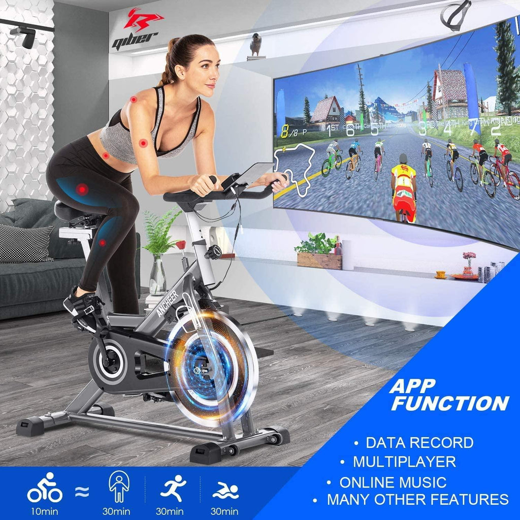 V.I.P. Exercise Bike,Indoor Cycling Bike with Virtual Riding APP,Folding Upright Exercise Bike,Stationary Training Bike with LCD Display, Heart Rate Monitor for Home Gym Fitness Cardio Workout,380 lbs