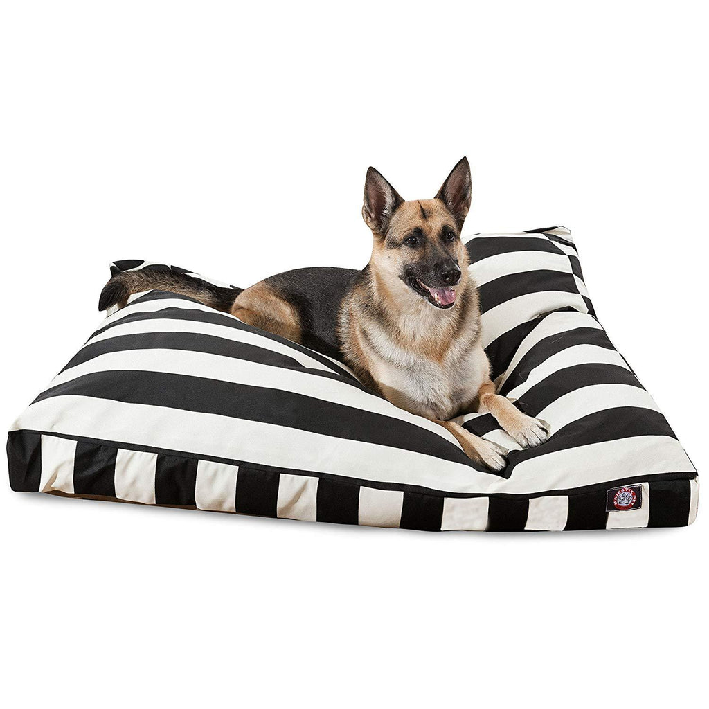Black Vertical Stripe Medium Rectangle Indoor Outdoor Pet Dog Bed With Removable Washable Cover By Majestic Pet Products