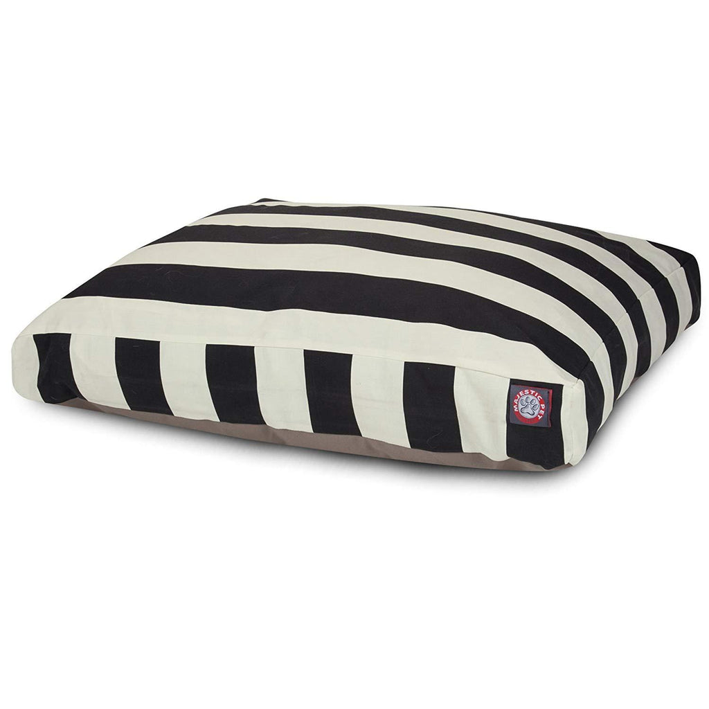 Black Vertical Stripe Medium Rectangle Indoor Outdoor Pet Dog Bed With Removable Washable Cover By Majestic Pet Products