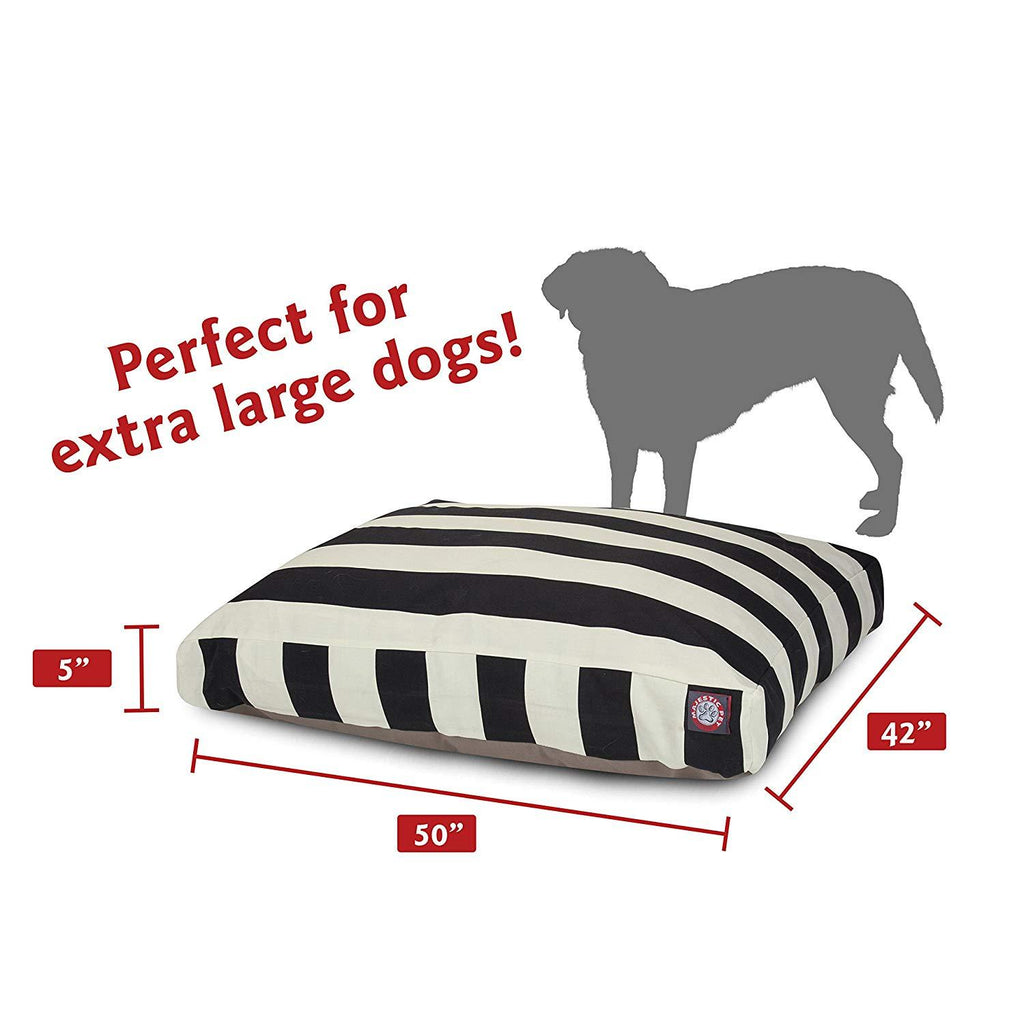 Black Vertical Stripe Medium Rectangle Indoor Outdoor Pet Dog Bed With Removable Washable Cover By Majestic Pet Products