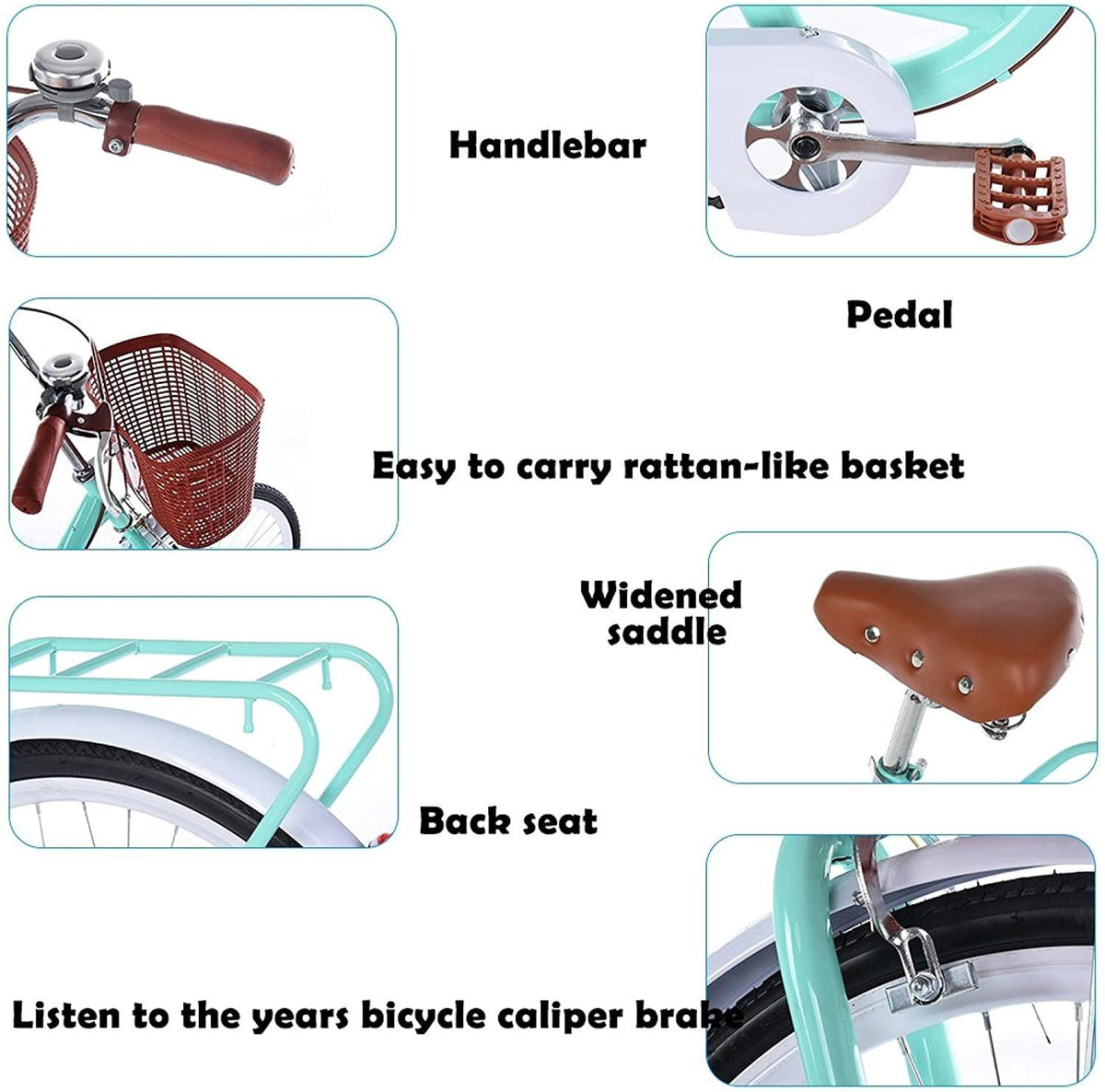 26 Inch Beach Cruiser Bicycle Women Road Bike with Basket Commute Classic Retro Bicycle Hybrid Bike White Seaside Travel Bicycle for Adult Student