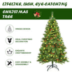 Gymax 6 ft Pre-lit Hinged Christmas Tree Holiday Decor w/ LED Lights Metal Stand