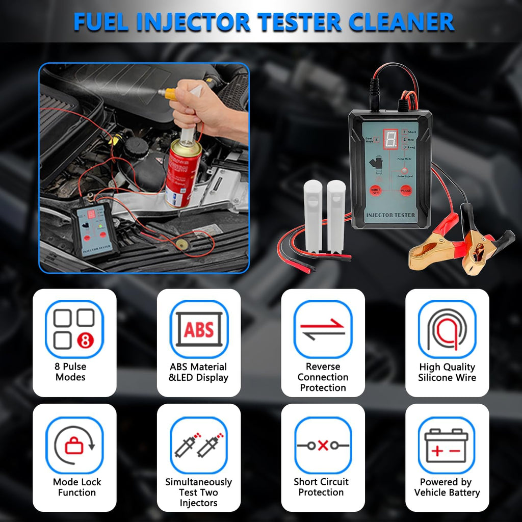 Fuel Injector Tester And Adapter For Diagnosis Cleaning Of Injectors DIY Cleaning Tool Kits Switchable Short-circuit Protection