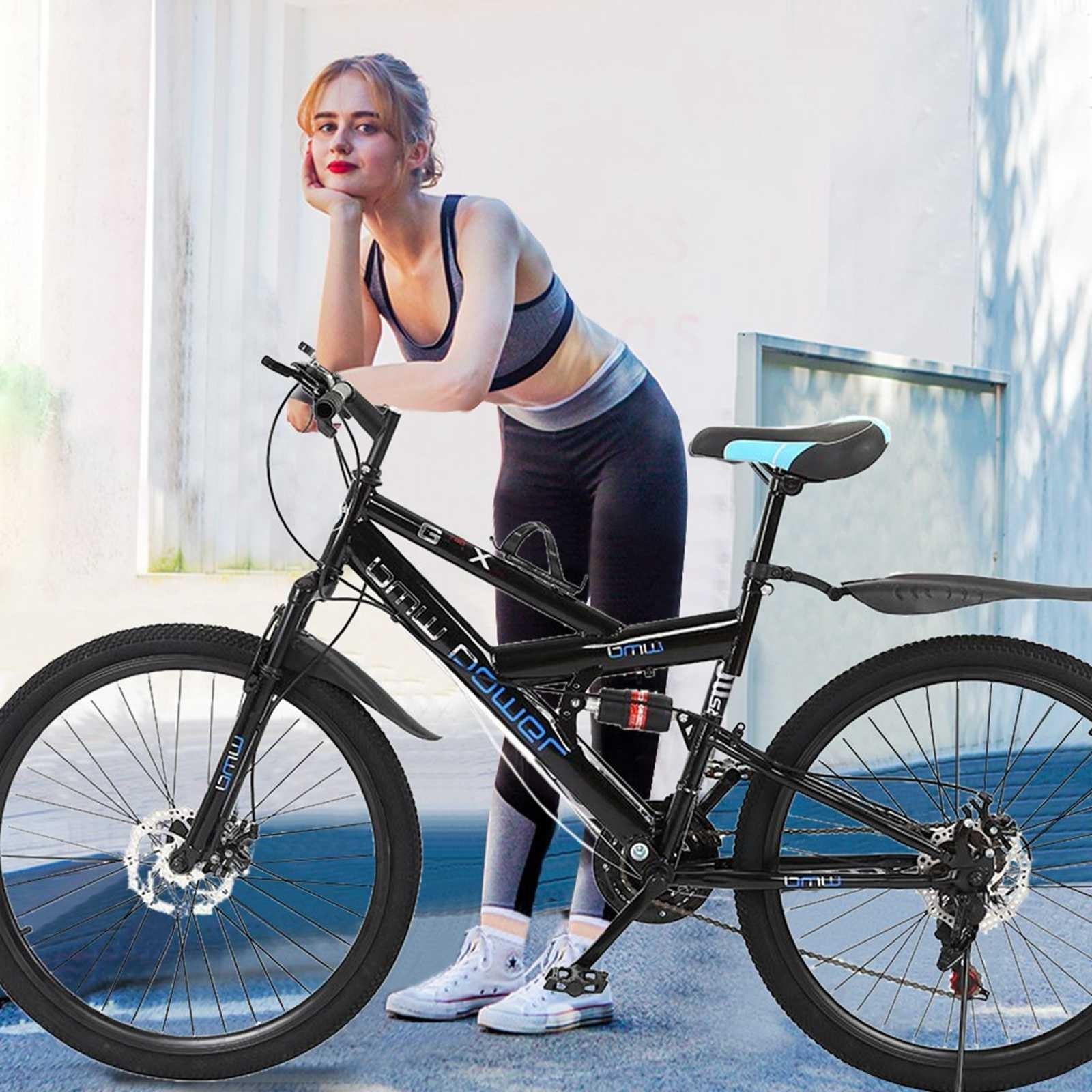 Mchoice Mountain Bike,26 inch 21 Speed Anti-Slip Bike,Double Disc Brake Full Suspension,Gift for Men or Women