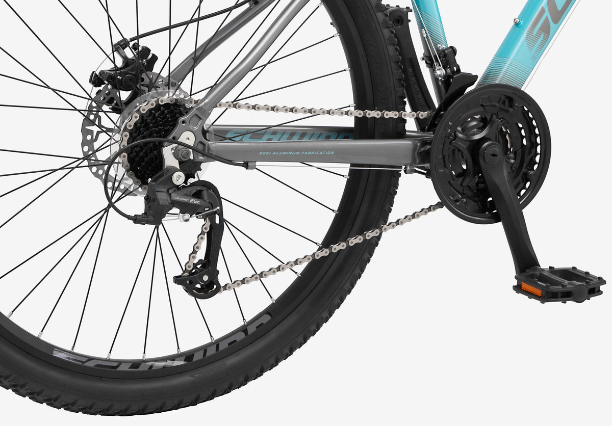 Schwinn AL Comp mountain bike, 21 speeds, 27.5-inch wheels, blue, women's style