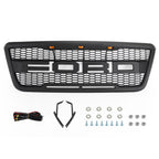 2004-2008 F150 Ford Black Raptor Style Black Front Mesh Hood Grill Grille Replacement With LED Generic