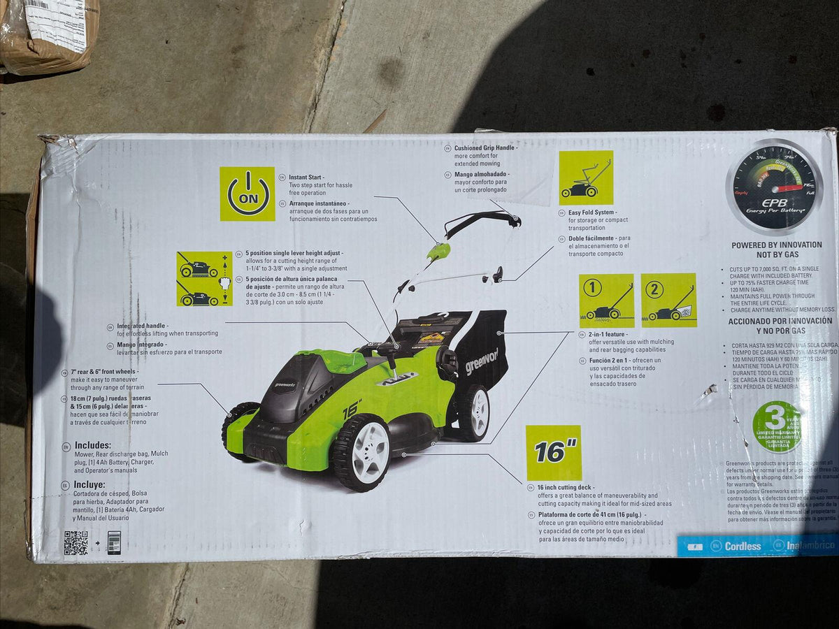 40V 16'' Cordless Lawn Mower Walk Behind with 40v 4Ah Battery