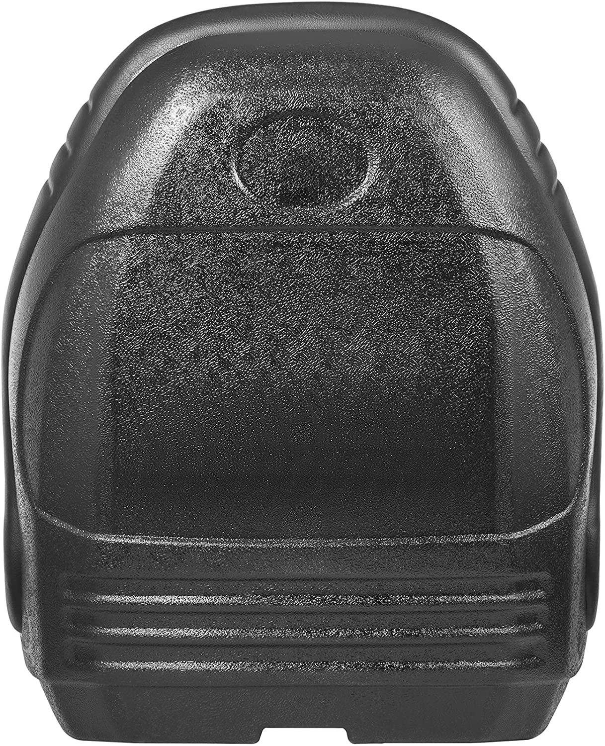 vevor universal tractor seat replacement, compact high back mower seat, black vinyl forklift seat, central drain hole skid steer seat with mounting bolt patterns of 8" x 11.5" &amp; 11.25" x 11.5"