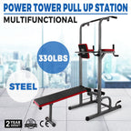 Power Towers Adjustable Height Multistation Power Tower 330 440LBS Dip Bar and Pull Up Station Home Fitness Workout Station for Indoor Home Fitness (363 with Bench Press)