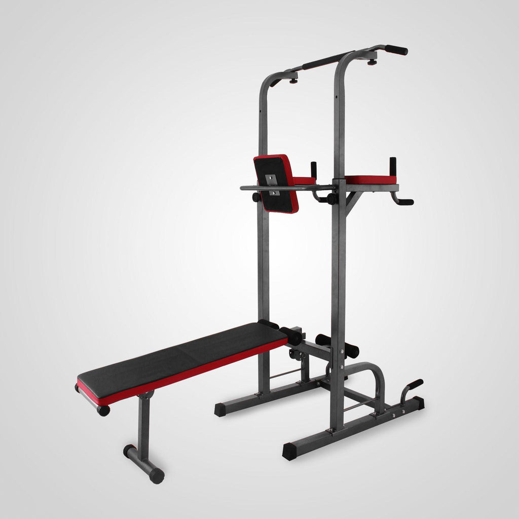 Power Towers Adjustable Height Multistation Power Tower 330 440LBS Dip Bar and Pull Up Station Home Fitness Workout Station for Indoor Home Fitness (363 with Bench Press)