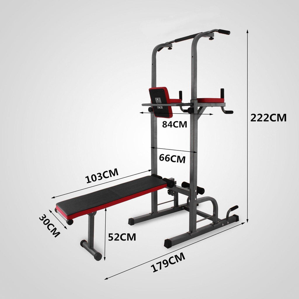 Power Towers Adjustable Height Multistation Power Tower 330 440LBS Dip Bar and Pull Up Station Home Fitness Workout Station for Indoor Home Fitness (363 with Bench Press)