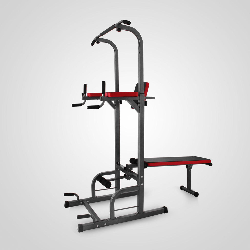 Power Towers Adjustable Height Multistation Power Tower 330 440LBS Dip Bar and Pull Up Station Home Fitness Workout Station for Indoor Home Fitness (363 with Bench Press)