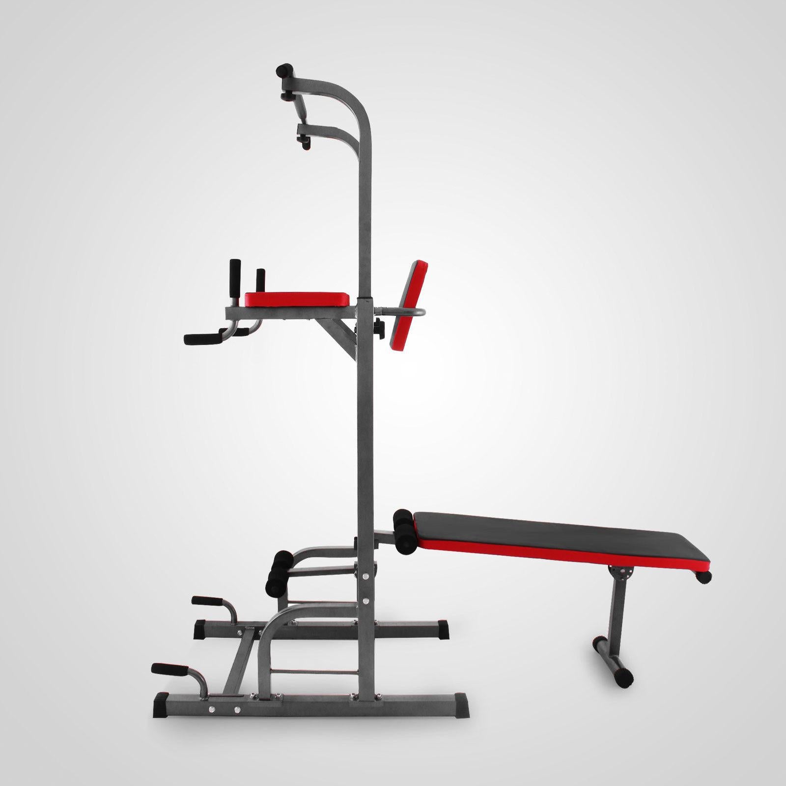 Power Towers Adjustable Height Multistation Power Tower 330 440LBS Dip Bar and Pull Up Station Home Fitness Workout Station for Indoor Home Fitness (363 with Bench Press)