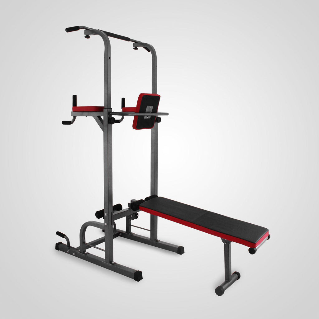 Power Towers Adjustable Height Multistation Power Tower 330 440LBS Dip Bar and Pull Up Station Home Fitness Workout Station for Indoor Home Fitness (363 with Bench Press)