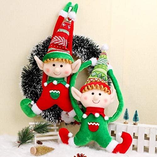 JJKFQ 2PS Christmas Decoration Elf Doll Plush Christmas Tree Hanging Ornament Merry Christmas Year Kids Toys