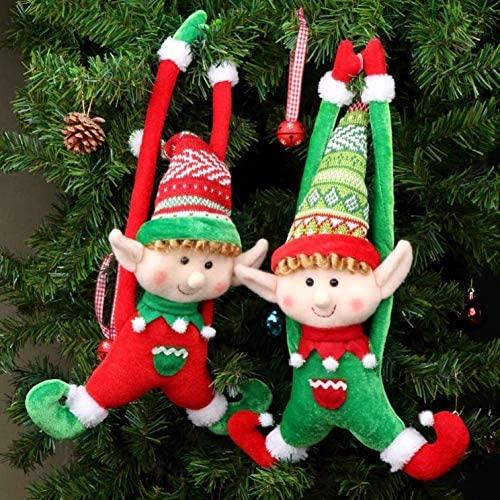 JJKFQ 2PS Christmas Decoration Elf Doll Plush Christmas Tree Hanging Ornament Merry Christmas Year Kids Toys