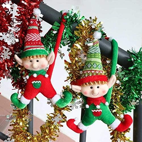 JJKFQ 2PS Christmas Decoration Elf Doll Plush Christmas Tree Hanging Ornament Merry Christmas Year Kids Toys