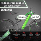 PASELEC Electric Bikes for Adult 27.5'' Mountain Bike Hydraulic Brakes E-Bike Moped Full Suspension Cycle with 48V 13ah Lithium Battery, 500W Professional E-MTB Bicycle