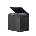 City 30 Gallon Resin Outdoor StoraBox and Patio Furniture Side Table for Pool and Garden Accessories, Dark Grey