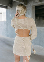 crochet cut out knit dress